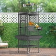 thumbnail image 6 of 61" Cockatiel Cage, Flight Cage with Rolling Stand, Play Top & Bowls - Metal Large Bird Cages for Parakeets, Conures, Parrots - Exploding Silver, 6 of 7