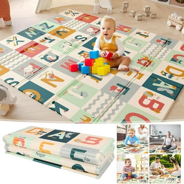 PandaEar Reversible Baby Play Mat (78"x59") - Foldable Non-Slip Foam Floor Mat
