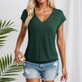 thumbnail image 2 of Kcolen Women Blouses for Work Summer Solid Color Short Sleeve T-Shirts V Neck Comfortable Pullovers Loose Fit Summer Outfits Clothes for Women, 2 of 6