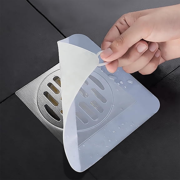 Tub Stopper Silicone Drain Cover (2 Pack) Anti-Odor Hair Catcher Plugs for Bathroom Shower Tub Kitchen Sink Laundry Floor, 5x5" Square, White
