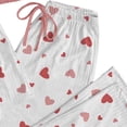 thumbnail image 4 of Erwazi Womens 3 Piece Pajama Sets Heart Print Crew Neck Three Piece Set Sleeveless Tank Top Shorts and Long Pants Cute Casual Loungewear Sleep Set, 4 of 5
