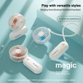 thumbnail image 2 of Hands-Free 3-Speed Portable Fan with 1200mAh Battery - 35cm Hanging Strap for Neck/Hand/Desk Use, One-Button Control, Type-C Charging, Lightweight 191g ABS+PP+PS Construction, Orange Color (F-158), 2 of 6