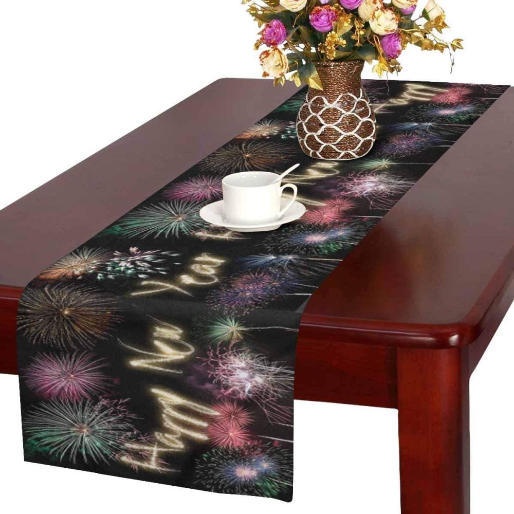 InterestPrint Colorful Flowers Cotton Linen Table Runner Placemat for Kitchen Wedding Party Home Decor 14X72