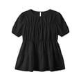thumbnail image 6 of Daznico Women's Puff Sleeve Tiered Blouse Round Neck Peplum Tops Short Sleeve Casual Summer Loose Fit Shirts for Work,M, 6 of 6
