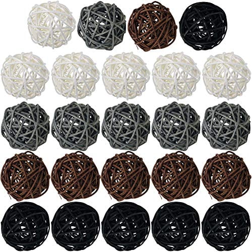 DomeStar Decorative Balls for Bowl Centerpiece, 24PCS Rattan Balls Wicker Balls Decorative Twig Orbs Spheres Bowl Fillers Vase Fillers Home Decor