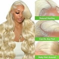 thumbnail image 2 of Glamm Global 13x4 Lace Front Wig Human Hair 200 Density 30 Inch Body Wave 613 Blonde Wig Human Hair 13x4 200 Density HD Lace Front Wigs Human Hair Blonde Pre Plucked for Women, 2 of 5