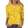 thumbnail image 2 of Teissuly Women's Fashion Printed T-shirt Mid-length 3/4 Sleeves Blouse Round Neck Casual Tops, 2 of 5