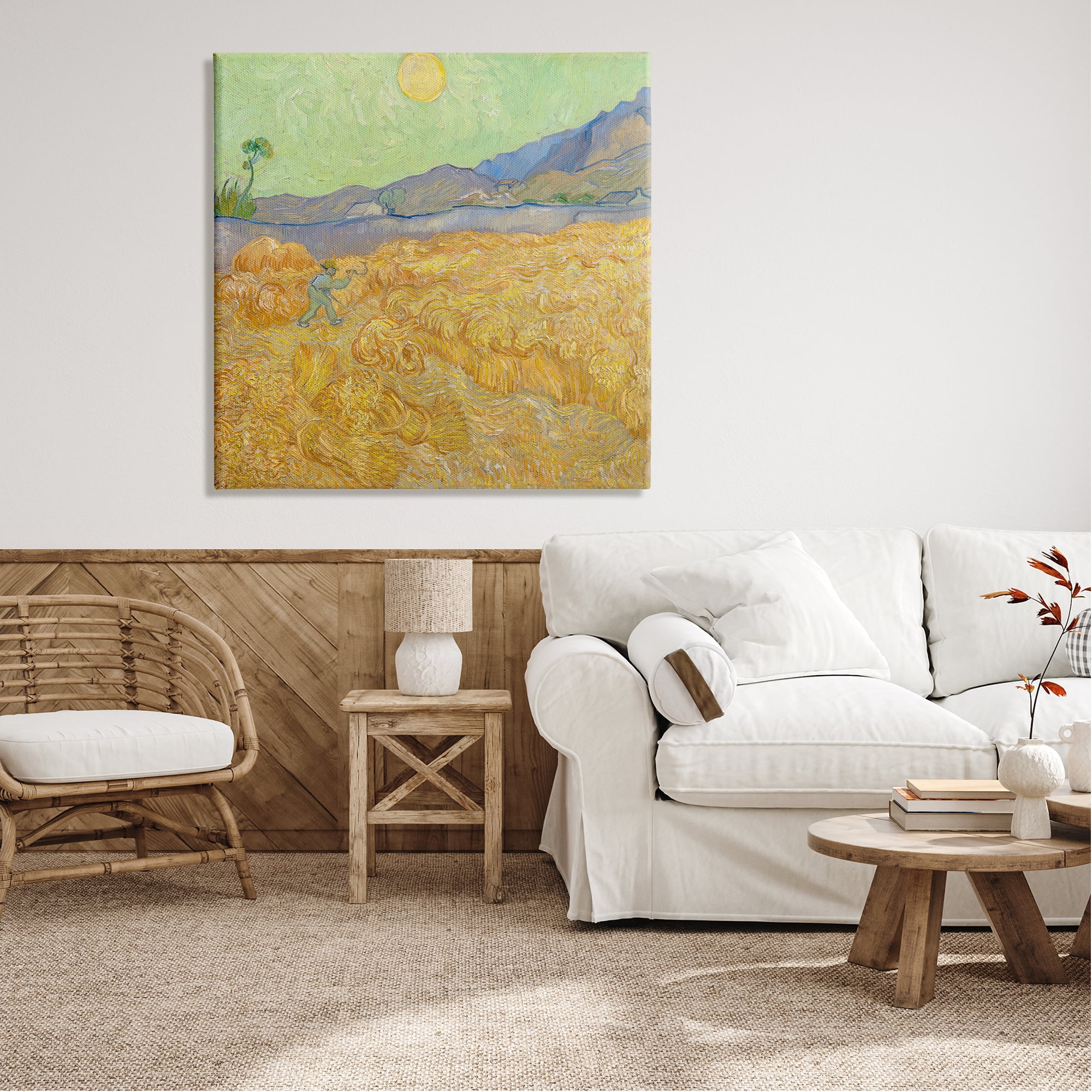 Stupell Industries Wheatefield with a Reaper Vincent van Gogh Classic Painting Painting Gallery Wrapped Canvas Print Wall Art, Design by one1000paintings