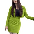thumbnail image 3 of Umbreon Business Dresses for Women Long Sleeve A-line Skirt Dress Lightweight Solid Color Blazer Dress Suit Sets 2 Piece Work Office Fashion Outfits, 3 of 7