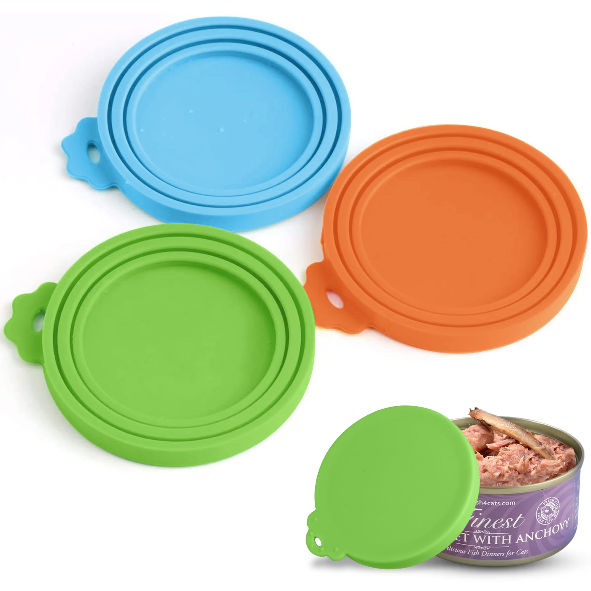 3pcs Pet Food Can Covers, TSV Universal Silicone Pet Food Can Lids, BPA