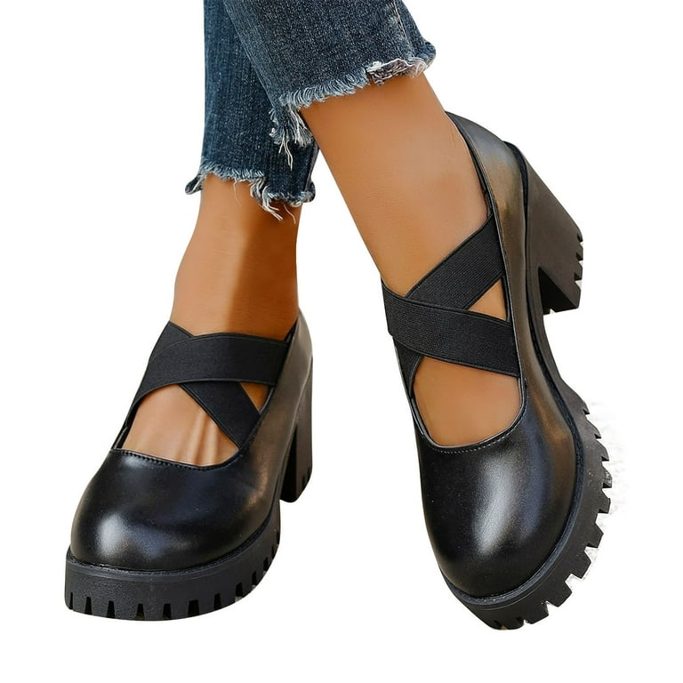 KIJBLAE Women Platform Shoes Black Round Toe Mary Jane KIJBLAE Women Platform Shoes Black Round Toe Mary Jane