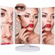 thumbnail image 1 of Espejo de maquillaje con luces LED, espejo cosmético de tocador con 22 luces LED y pantalla táctil, triple aumento 2X, 3X, 10X, rotación libre de 180°, espejo LED (blanco), 1 of 5