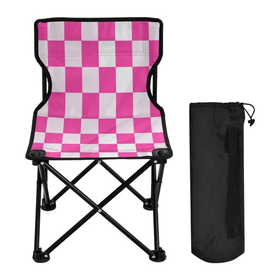Folding Chair Camping Chair For Camping Picnicking Outdoor Beach and Travel Hot Pink Checkered Pattern