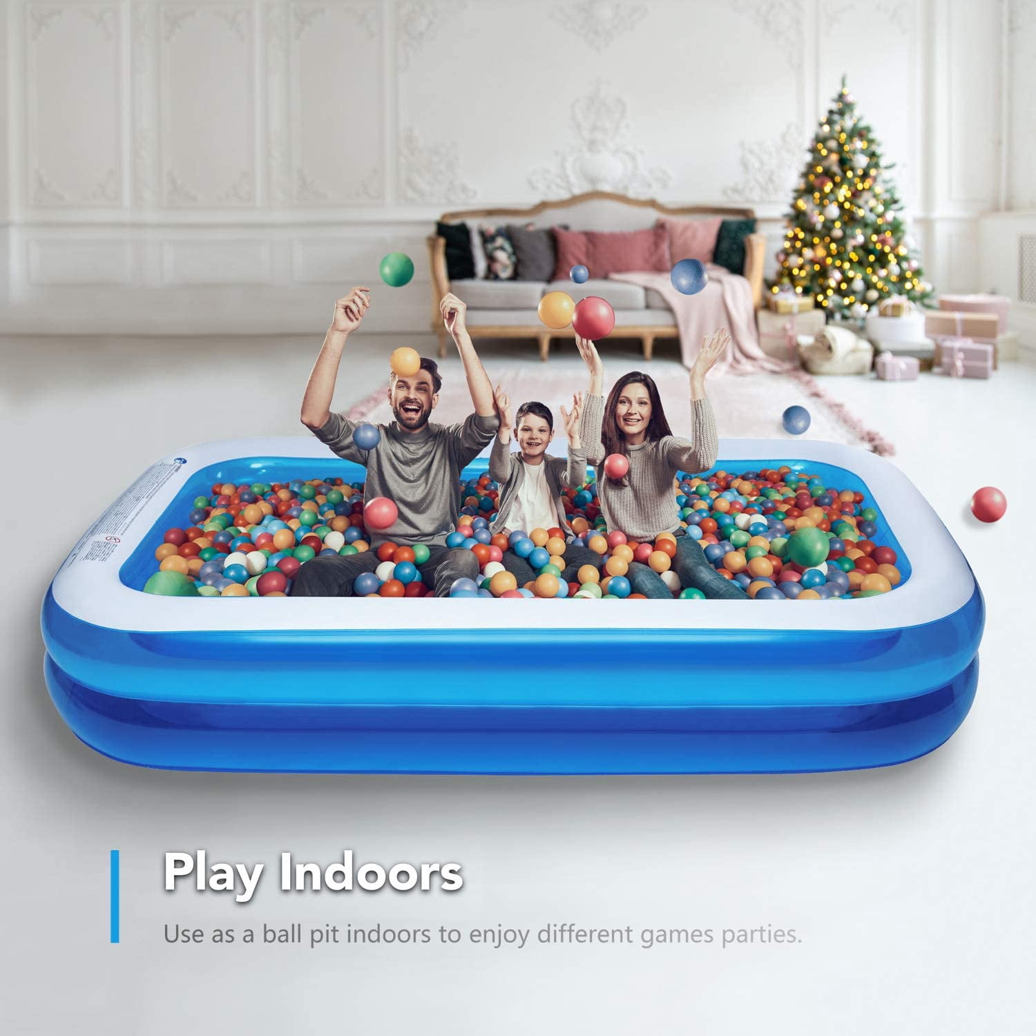 Inflatable Swimming Pool Full-Sized Lounge Pool for Kiddie, Adults, Easy Set Family for Backyard Summer Water Party Outdoor Kiddie Pools