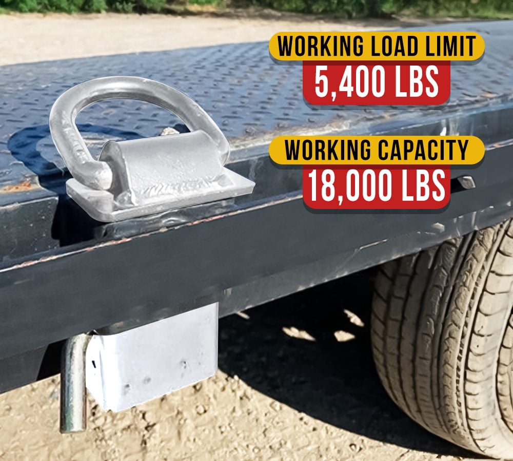 Heavy Duty Adjustable Trailer Stake Pocket D Ring Zinc Coated w/ 1/2" Hitch Pin, Load limit 5400 lbs & 4 Adjustable Holes | Stake Pocket D-Ring Tie Down Utility for Flatbed Trucks and Trailer – 8 Pack
