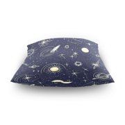 Space Themed Pattern 16x16 Inch Plush Velvet Pillowcase Double Sided Print, Hidden Zipper
