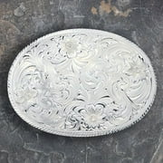 Montana Silversmiths Western Oval Belt Buckle Adult Etched Silver 1840