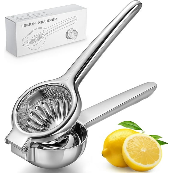 Sopito Lemon Squeezer, Stainless Steel Citrus Press Heavy Duty with Large Metal Lemon Juicer Squeezer Bowl for Seedless Juicing, Non-Slip Grip Design Manual Juicer