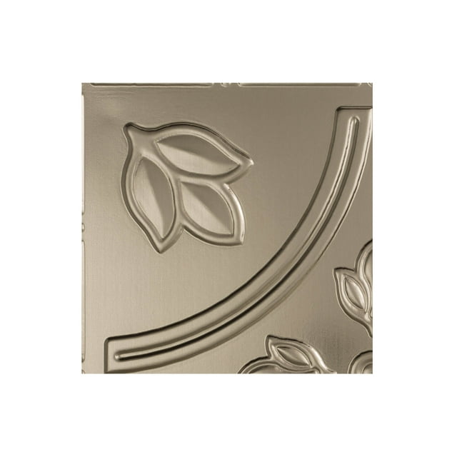 Fasade Easy Installation Traditional 5 Brushed Nickel Glue Up Ceiling Tile/ Ceiling Panel (12" X 12" Sample)