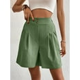 thumbnail image 4 of Cuteduck Womens High-Waisted Pleated Shorts Wide Leg Button Casual Loose Fit Shorts S-2XL, 4 of 5
