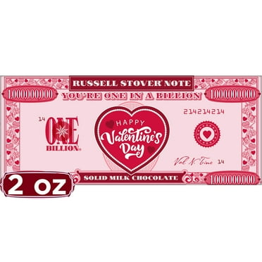 RUSSELL STOVER Valentine's Day One in a Billion Solid Milk Chocolate Bar, 2 oz.