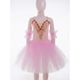 thumbnail image 5 of TiaoBug Girls Professional Ballet Leotards Tutu Dress Ballerina Swan Lake Competition Dancewear Pink 11-12, 5 of 7