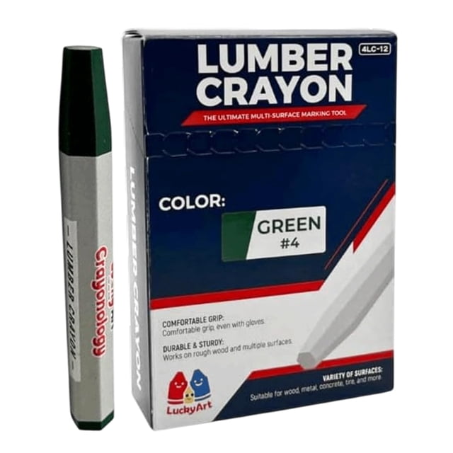Crayones para madera Lucky Art verdes, paquete de 12, resistentes