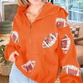 thumbnail image 5 of Women Oversized Game Day Hoodies Long Sleeve Half Zipper Pullover Sequins Football Print Sweatshirt with Kangaroo Pocket, 5 of 5