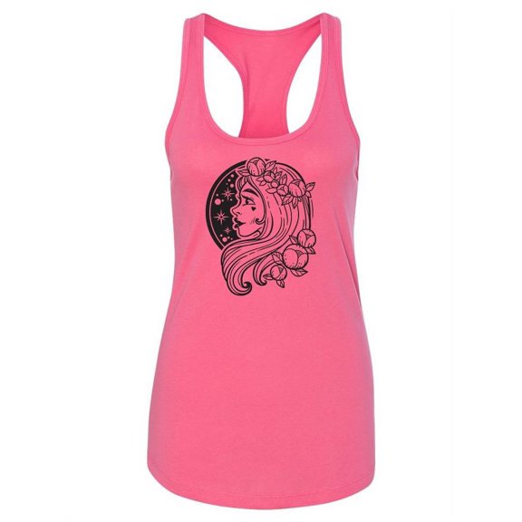 Girl With Flowers In Hair. Tank Women -Image by Shutterstock, Female XX-Large