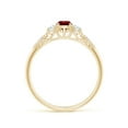 thumbnail image 2 of ANGARA Natural Aeon Vintage Style Ruby and Diamond Three Stone Engagement Ring in 14K Yellow Gold for Women (Size-4mm) | July Birthstone, Anniversary, Jewelry Gift for Women | Natural Ruby Ring, 2 of 9