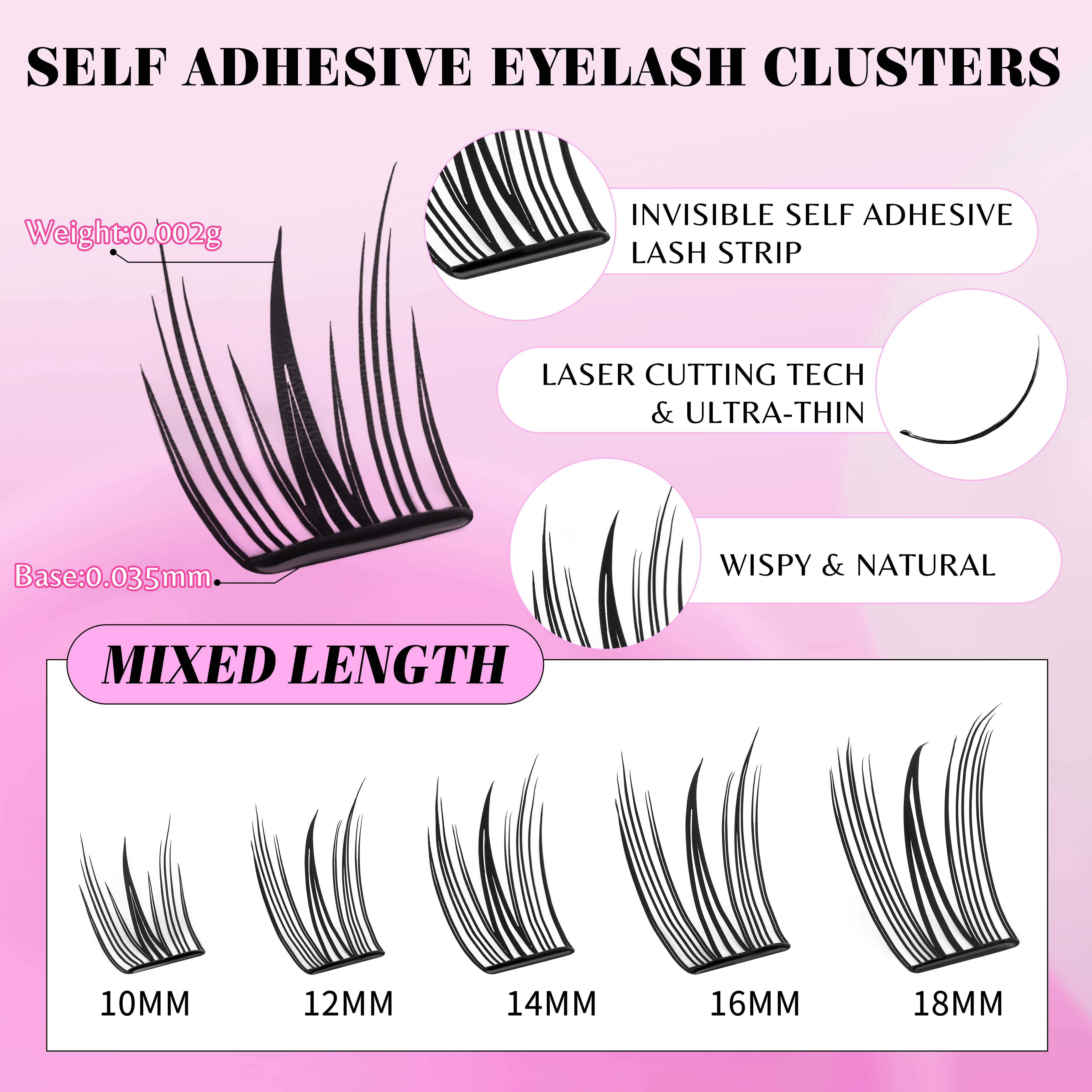 VEVESBEAUTY Lash Cluster Self Sdhesive Idol Lash 100 Fans 10-18mm