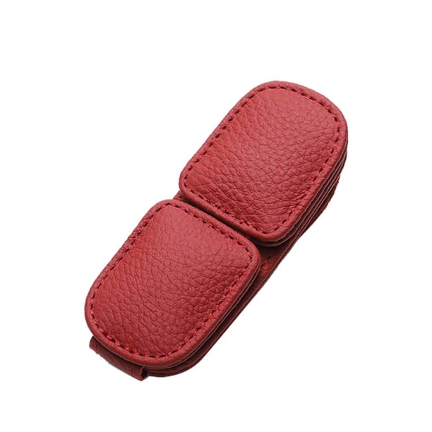 Kenally Clip de cuero para gafas de sol para automoción, organizador de Color sólido frontal, Clips de soporte interno de moda, accesorios Kits de molduras para tableros de automóviles Rojo Kenally VI016553-04