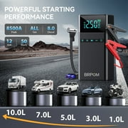 BRPOM 8500A Car Jump Starter with Air Compressor, 12V Portable Battery Pack for All Gas/8.0 L Diesel Engines, Lithium Battery Jump Box with Digital Display, LED Lights, USB/Type-C Charging