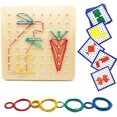 thumbnail image 1 of Wooden Geoboard Mathematical,Montessori Toys for Toddlers Mathematical Manipulative Material Array Block Geo Board Graphical Educational Toys 7x7 Brain Teaser for Kid Geoboards with Rubber Bands, 1 of 7