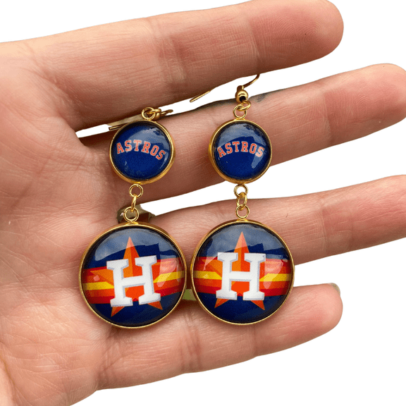 Womens Houston Gold Plated Dangle Earrings Novelty Gift