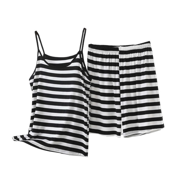 LIaqionyy Plus Size Pajamas Sets for Womens Sleeveless Spaghetti Strap Tops and Shorts Soft Summer Loungewear