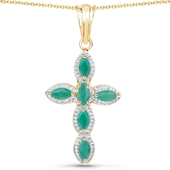 Genuine Emerald Cross Pendant
