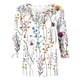 thumbnail image 5 of ICHUANYI Liquidación Camiseta holgada estampada a la moda para mujer Blusa de manga 3/4 de longitud media Blusa con cuello redondo Tops casuales ICHUANYI WER202308256001, 5 of 5
