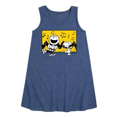 

Peanuts - Charlie And Snoopy Dance Time - Toddler & Youth Girls A-line Dress