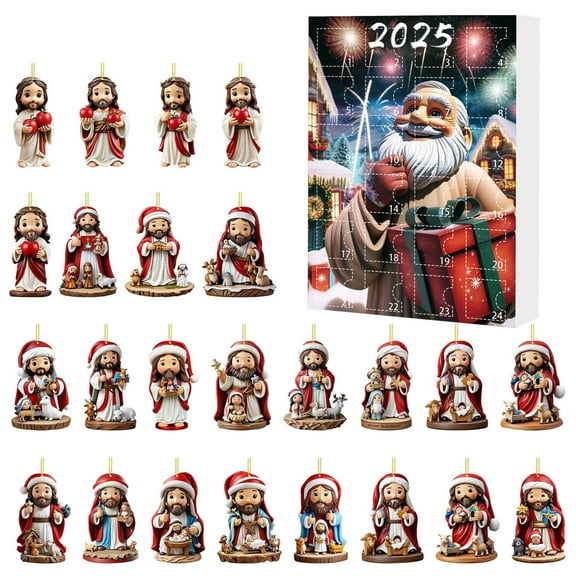 2025 Jesus Advent Calendar - Nativity Scene Countdown with 24 Biblical Figurines, Christian Religious Gift for Families, Faith-Based Christmas Toys & Holiday Decor
