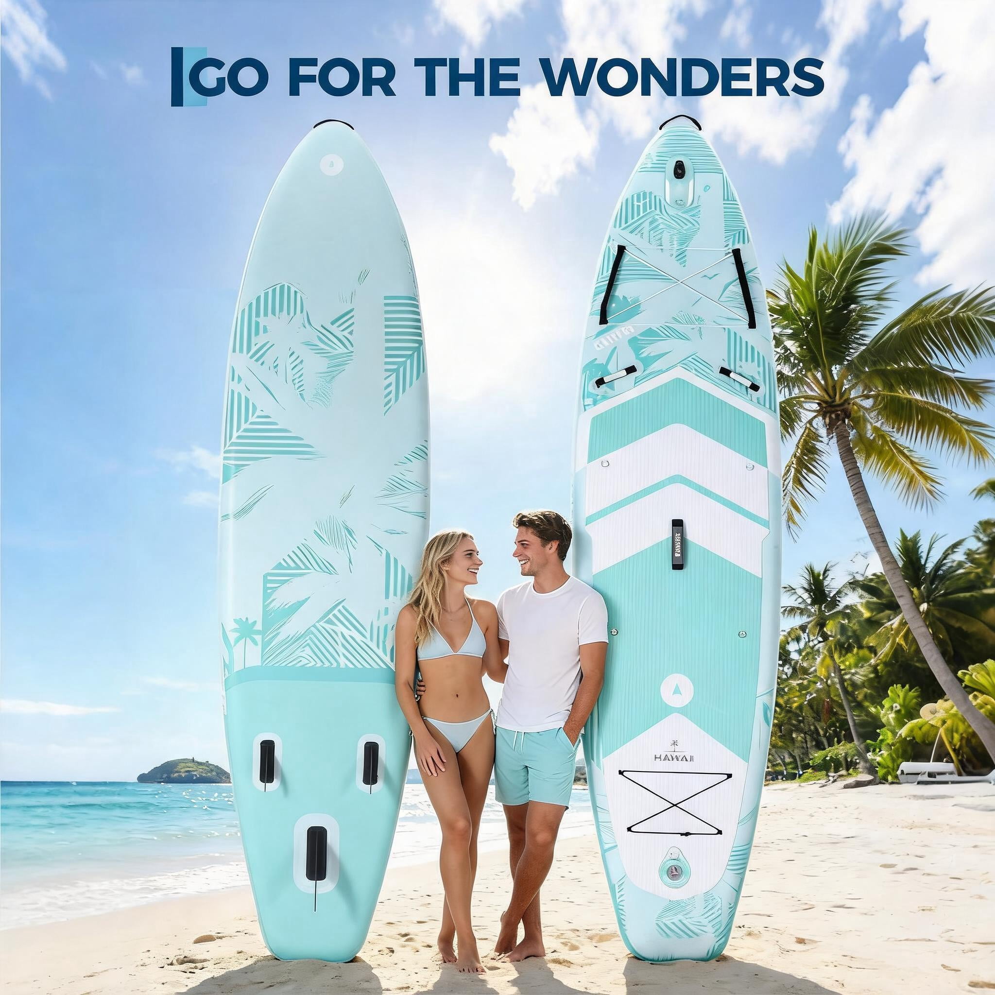 10'7" x 32" x 6" Inflatable Stand Up Paddle Board with Wide Stable Design for All Skill Levels, 450LB High Weight Capacity for Beginners, Large Paddle with Camera Mount