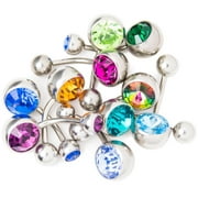 10pc Belly Ring Large Gems 14g 3/8" (10mm) 316L Steel