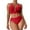 Red, variant on Women's Ruched Deep V High Waisted Bikini Swimsuit Set,Halter Tankini Top + Bottom Two Piece Bathing Suit for Women, Swimsuits for Juniors Teens Summer Beach Vacation
