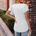 thumbnail image 5 of Women's Dressy Tops with Pleats Crew Neck Flutter Short Sleeves Summer Casual T-shirts Flowy Tees Blouses (XL, White), 5 of 7