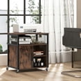 thumbnail image 4 of Topcobe File Cabinet on Wheels with Charging Station and Cable Management Hole, Modern Furniture for Living Room Bedroom-Brown, 4 of 10