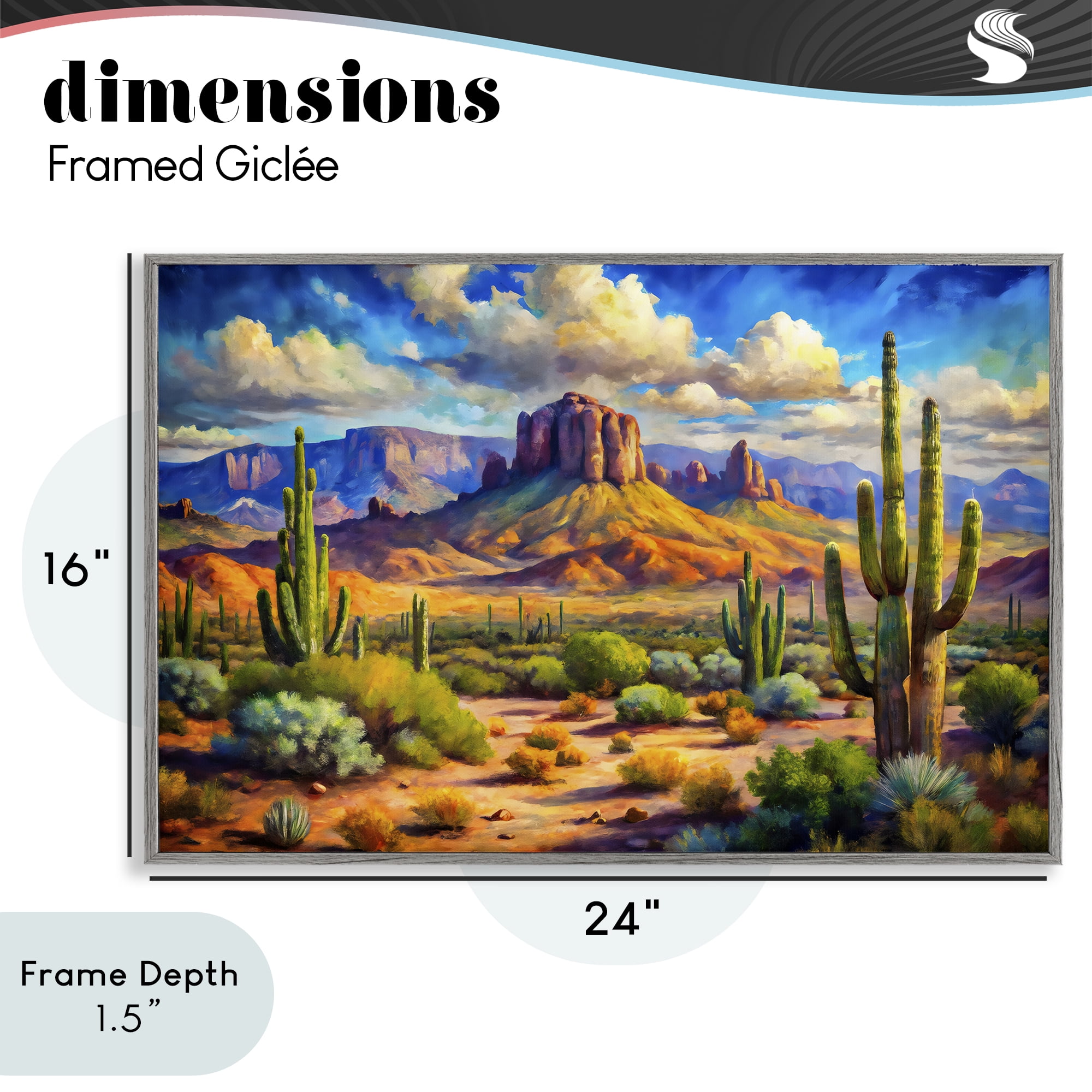 Stupell Industries Majestic Saguaro Desert Landscape Gray Framed Giclee Art, design by Creative Studio