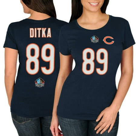 - Mike Ditka Chicago Bears Majestic Women's Hall of Fame Fair Catch V T-Shirt - Navy