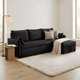 thumbnail image 4 of Leumius Sectional Sofa with Pull Out Sofa Bed,L Shaped Corduroy Sofa Couch with Storage Chaise,3 Seater Convertible Sectional Couch for Small Living Room, Apartment, Office,Black, 4 of 11