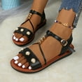 thumbnail image 4 of Womens Sandal Summer Women Beach Fashion Boho Flats Slides Open Toe Ankle Strap Sandals Casual Daily Shoes Black 9, 4 of 7