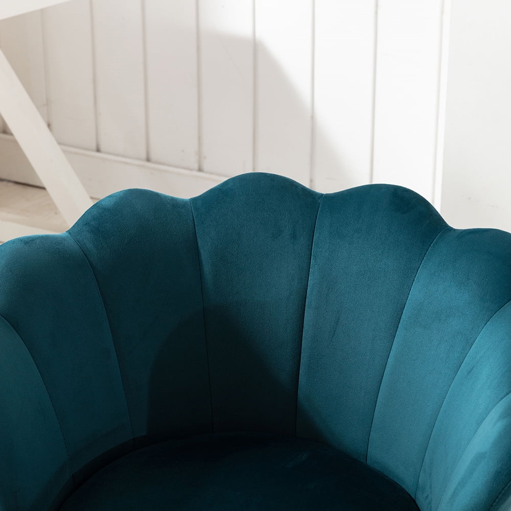 Kepooman Modern Adjustable Swivel Velvet Shell Chairs with Golden Base & Armrest, Blue-Green Kepooman Modern Adjustable Swivel Velvet Shell Chairs with Golden Base & Armrest, Blue-Green